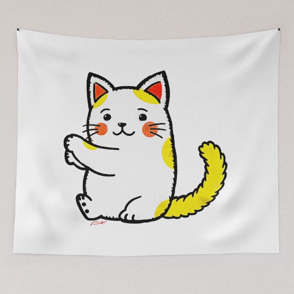 Item preview, Crazy cute funny cat in japan style manga anime ink drawing designed and sold by VonKalt.