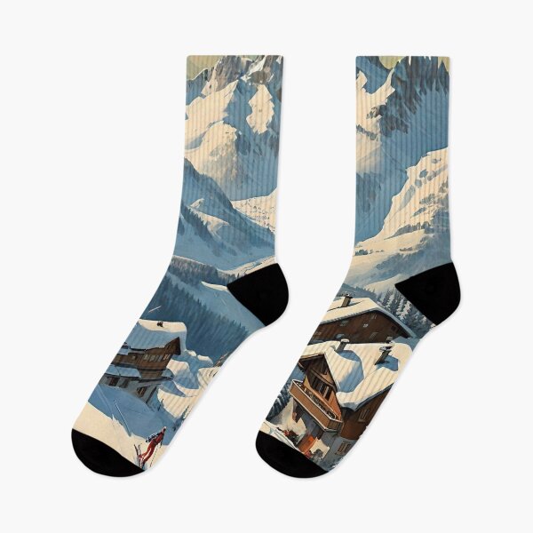 Item preview, Winter Vintage Ski Slope French Alps designed and sold by Esterlane.