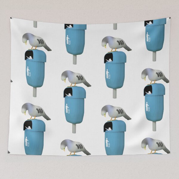 Item preview, Little pigeon looks into the trash can designed and sold by FaniaKatz.