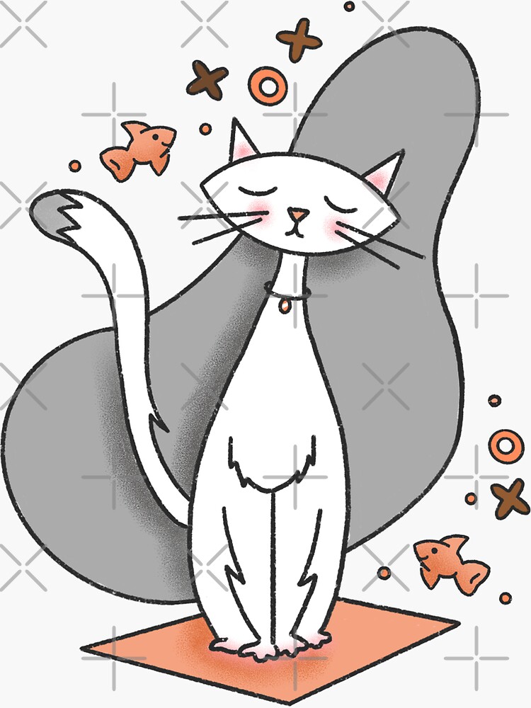Thumbnail 3 of 3, Sticker, Retro White Cat designed and sold by Flickingjane.
