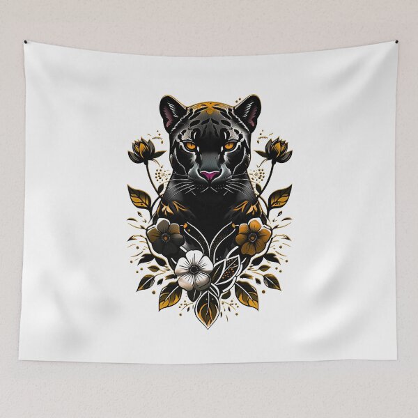 Item preview, Panther With Flowers - Orange designed and sold by StefAnimal.