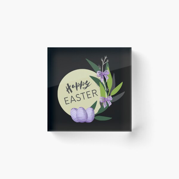 Item preview, Happy easter with violet eggs, bows and leaves designed and sold by MySciPic.