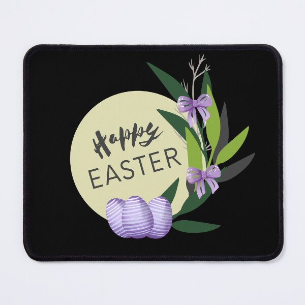 Item preview, Happy easter with violet eggs, bows and leaves designed and sold by MySciPic.