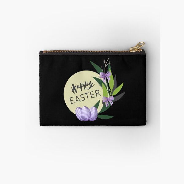 Item preview, Happy easter with violet eggs, bows and leaves designed and sold by MySciPic.