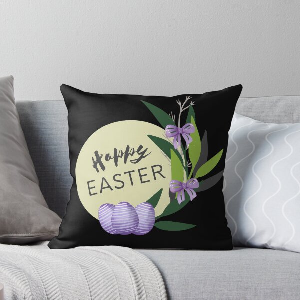 Item preview, Happy easter with violet eggs, bows and leaves designed and sold by MySciPic.