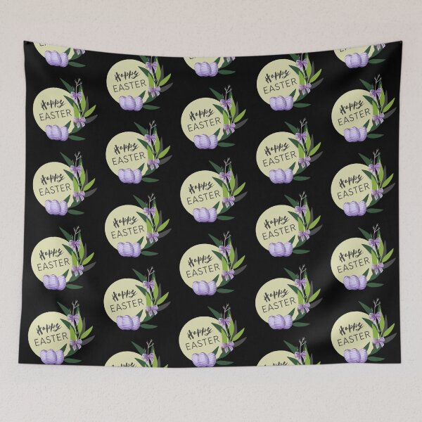 Item preview, Happy easter with violet eggs, bows and leaves designed and sold by MySciPic.