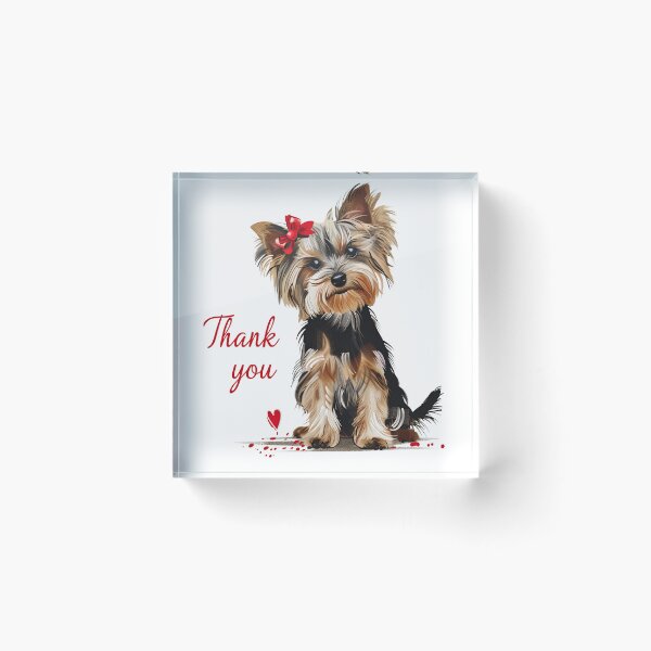 Item preview,  Yorkshire Terrier with Red Bow and Thank You Message designed and sold by MirraStore.