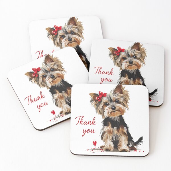 Item preview,  Yorkshire Terrier with Red Bow and Thank You Message designed and sold by MirraStore.