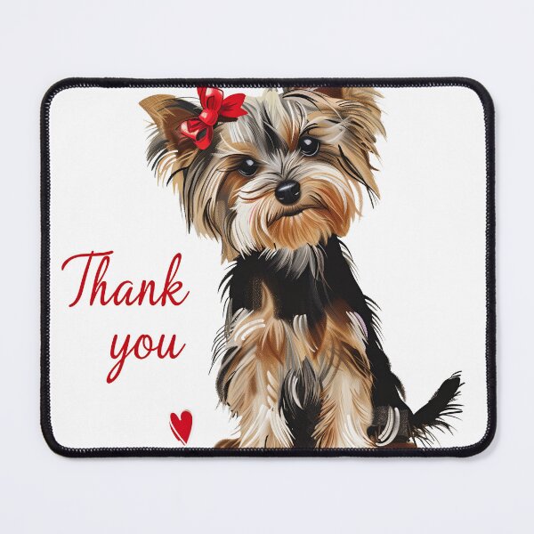 Item preview, Yorkshire Terrier with Red Bow and Thank You Message designed and sold by MirraStore.