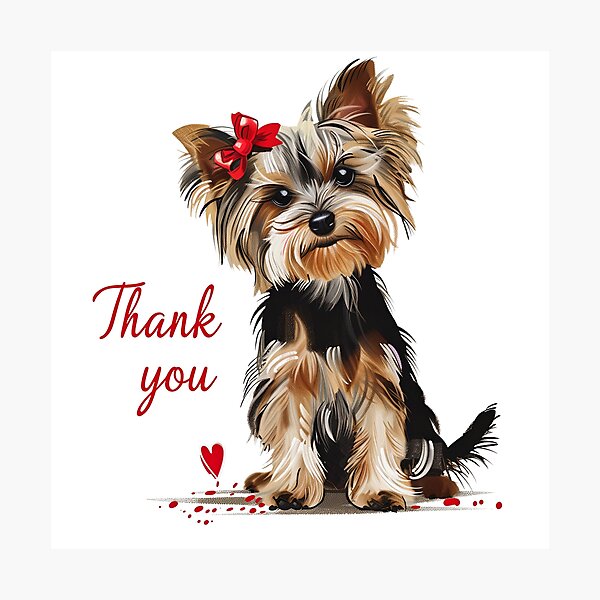 Item preview,  Yorkshire Terrier with Red Bow and Thank You Message designed and sold by MirraStore.
