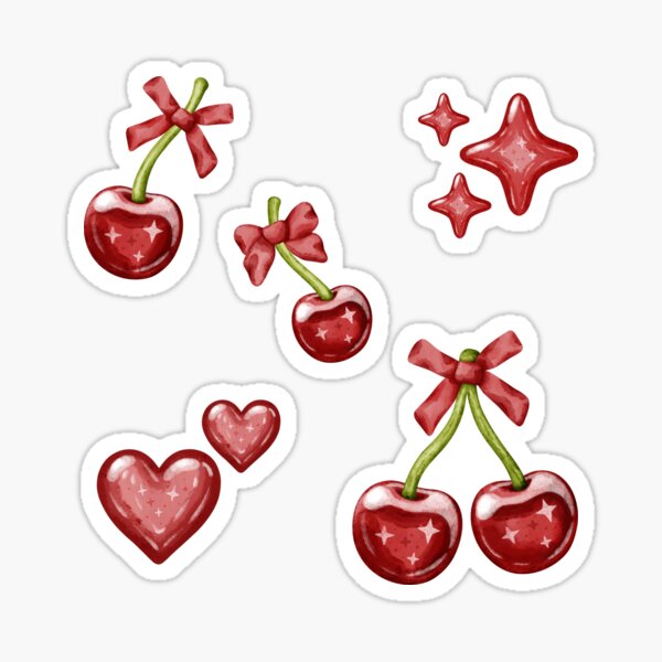 Artikel-Vorschau von glitzernde Kirschen Stickerpaket, designt und verkauft von ThiccAndSik.