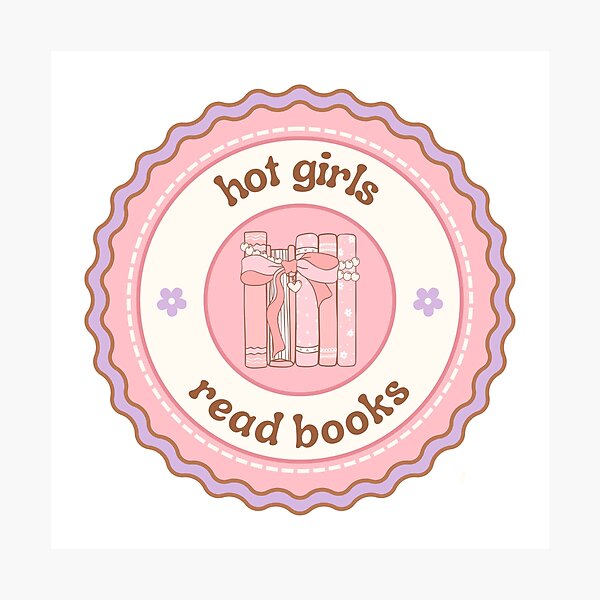 Pink Hot Girls Read Books Badge Photographic Print