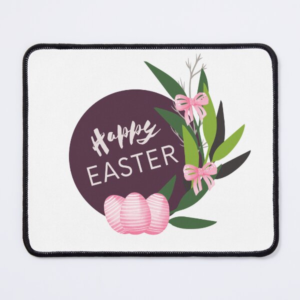 Item preview, Happy easter with pink eggs, bows and leaves designed and sold by MySciPic.