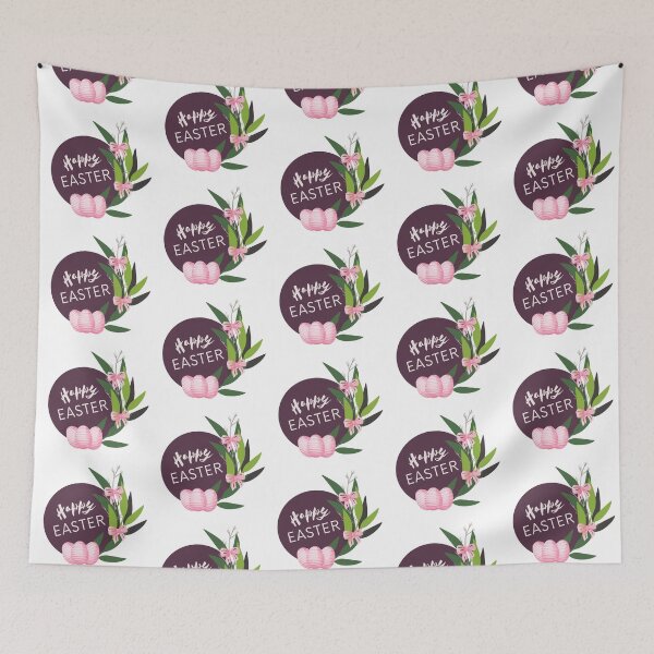 Item preview, Happy easter with pink eggs, bows and leaves designed and sold by MySciPic.