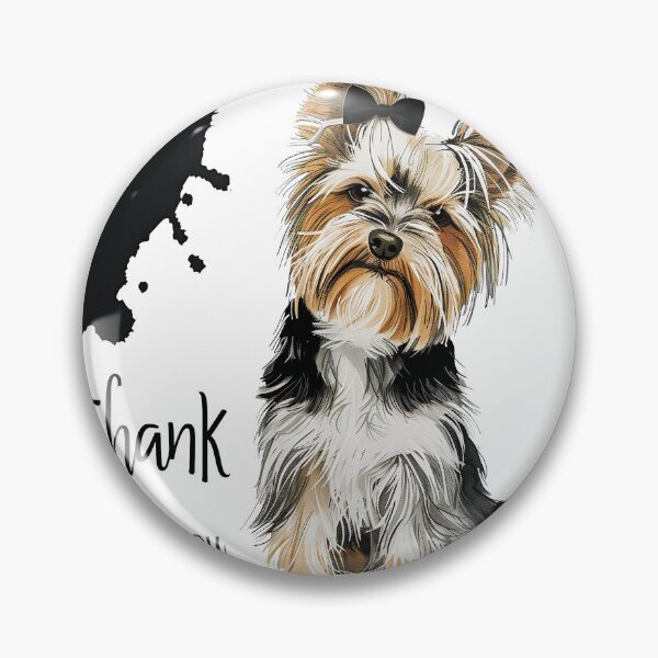 Item preview, Yorkshire Terrier with Black Bow and Thank You Message designed and sold by MirraStore.