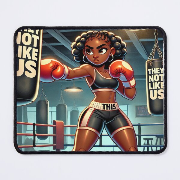 Item preview, "They Not Like Us – Powerful Black Woman Boxing" designed and sold by Kimmy and Zamiah Art.