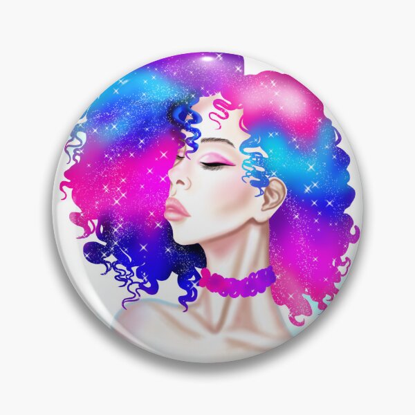 Item preview, Woman in blue, turquoise and pink wig with shining stars in her hair, with a choker and make-up designed and sold by katecheerycake.