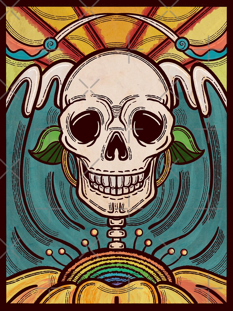 Thumbnail 3 of 3, Sticker, Skull Wave designed and sold by Flickingjane.