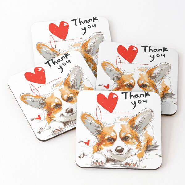 Item preview, Cute Corgi with Thank You Message and Red Heart designed and sold by MirraStore.