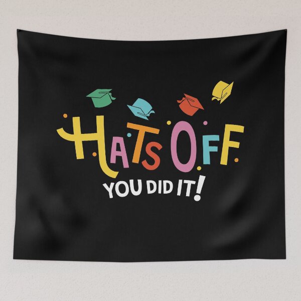 Item preview, Copy of Hats Off You Did it! Congrats for Graduation student retro Typography design with grad caps designed and sold by Jdawnink.