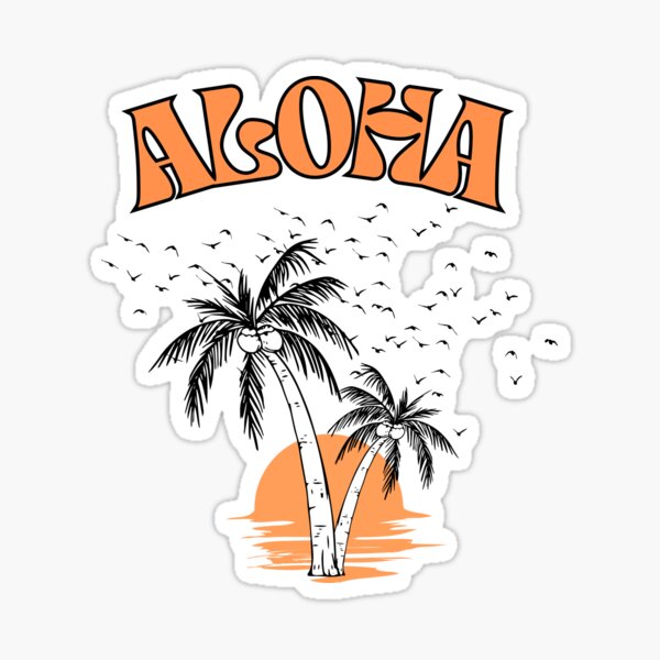 Aperçu de l'œuvre Palm Sunset Aloha créée et vendue par Paradise-Vibes.