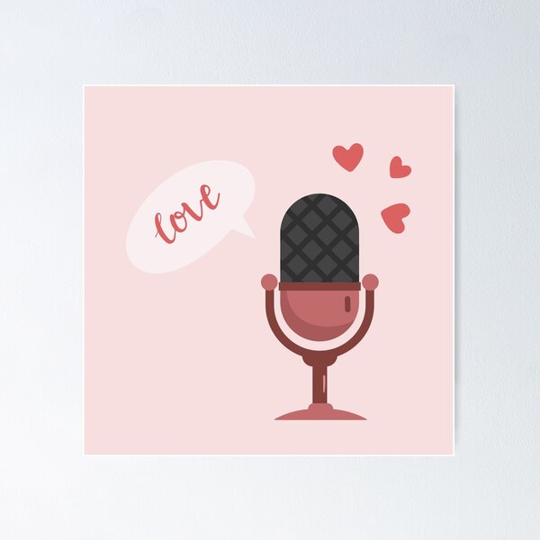 Item preview, Ilustración de amor con micrófono retro designed and sold by AlginaPugachova.