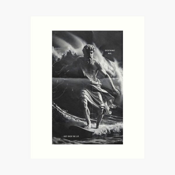 Aperçu de l'œuvre T-shirt de surf Socrates Shreds | Art du surf | Vêtements de surf vintage créée et vendue par Printicato.