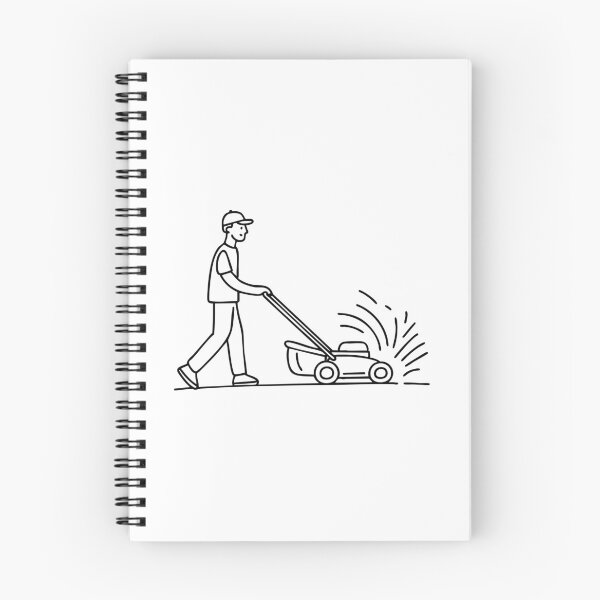 Item preview, Gardener pushing a lawnmower across the lawn, with clippings flying in all directions designed and sold by rasagamastore.