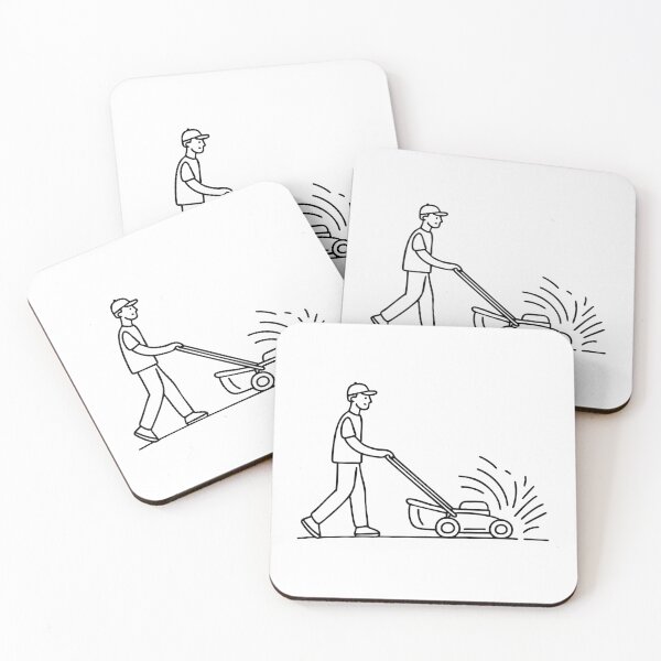 Item preview, Gardener pushing a lawnmower across the lawn, with clippings flying in all directions designed and sold by rasagamastore.