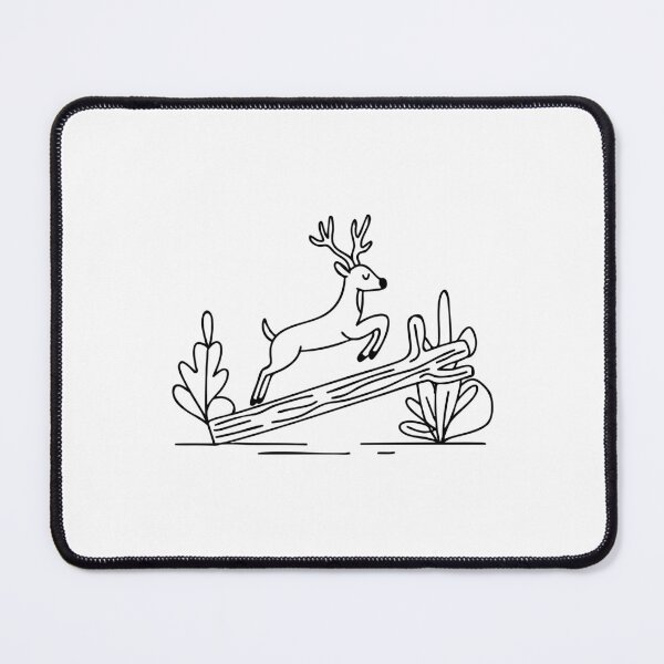 Item preview, Deer leaping gracefully over a fallen tree in the forest designed and sold by rasagamastore.