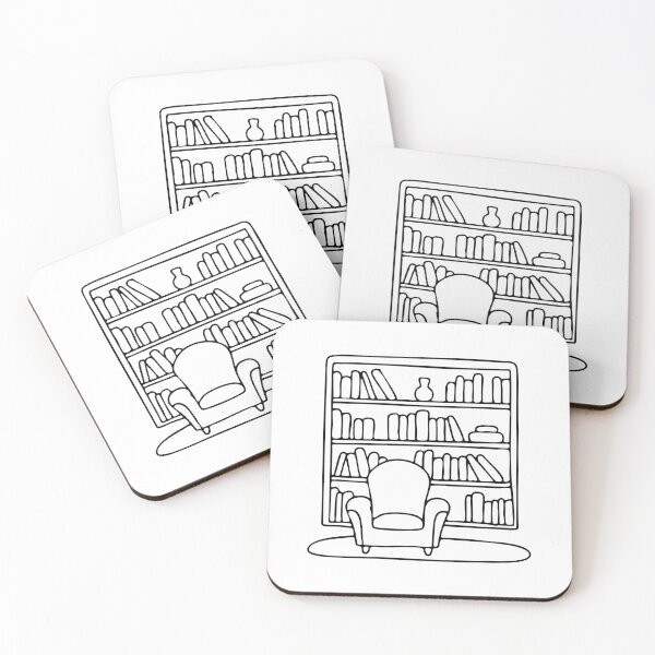 Item preview, Cozy library corner with towering bookshelves and a reading chair designed and sold by rasagamastore.