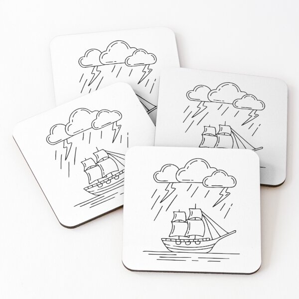 Item preview, A ship caught in a storm, surrounded by flashing lightning among clouds designed and sold by rasagamastore.