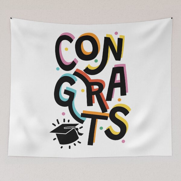 Item preview, Congrats for Graduation student retro Typography design with grad cap designed and sold by Jdawnink.