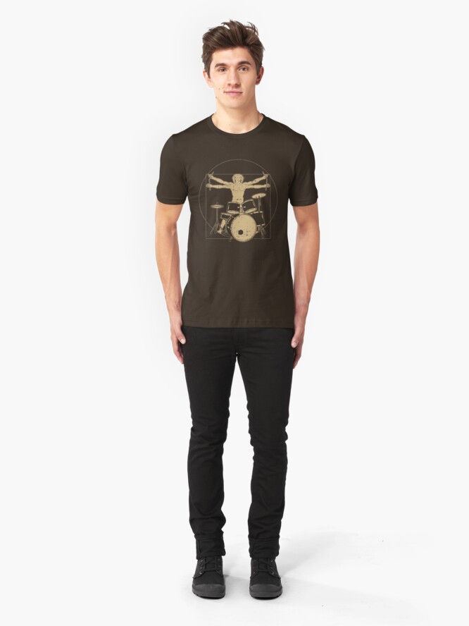 Alternative Ansicht von Vitruvian Drummer - Funny Music Gift Slim Fit T-Shirt