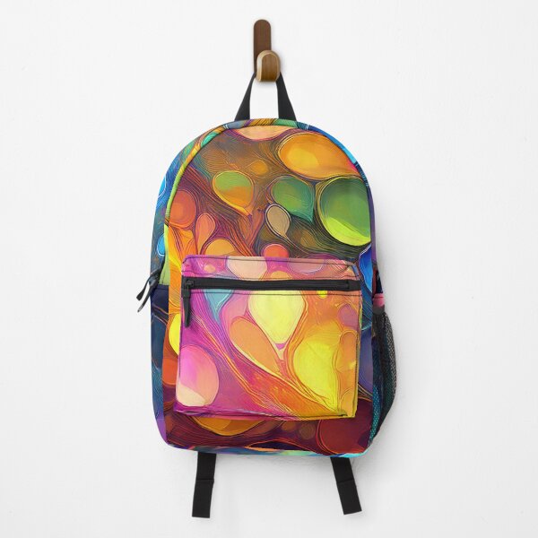 Item preview, Abstract leafy pattern pastel oil painting, botanicals, nature design in vibrant rainbow colors, oil paint daubs and brushstrokes designed and sold by navitalidesign.