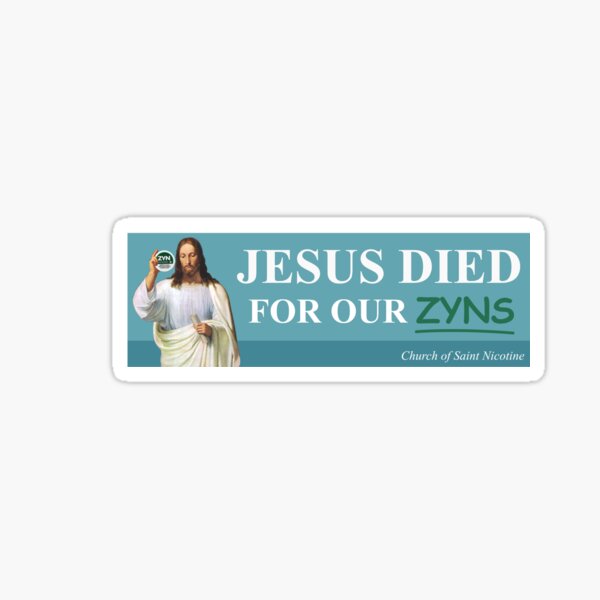 Vista previa del artículo con la obra «Jesús murió por nuestros Zyns», diseñado y vendido por Hurllicane.