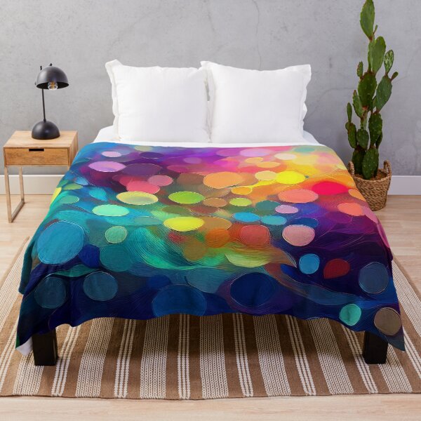 Aperçu de l'œuvre Peinture à l'huile pastel à motif de points circulaires abstraits, design géométrique, points de couleur, design bokeh circulaire aux couleurs arc-en-ciel vibrantes, touches de peinture à l'huile et coups de pinceau créée et vendue par navitalidesign.