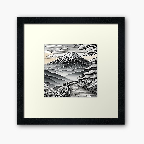 Aperçu de l'œuvre Vue du mont Fuji de style Ukiyoe japonais créée et vendue par MiW deigns.
