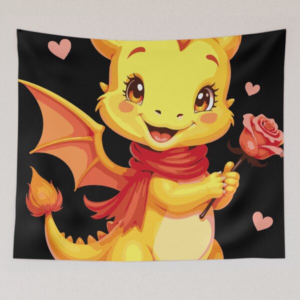 Item preview, Adorable Yellow Dragon Holding a Rose designed and sold by Bebrowny.
