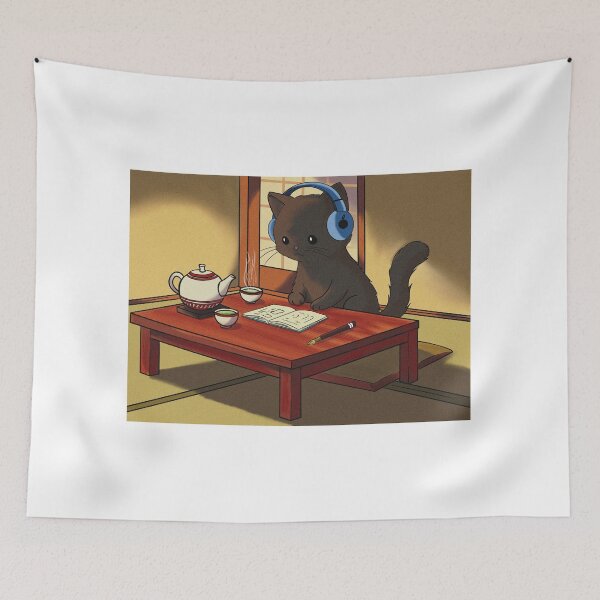 Item preview, Japanese cat listening to music designed and sold by Dothestarkman.