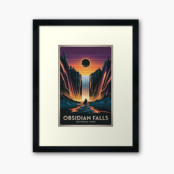 Item preview, Obsidian Falls – Eclipse Waterfall Fantasy Poster designed and sold by ChaoticInkwell.