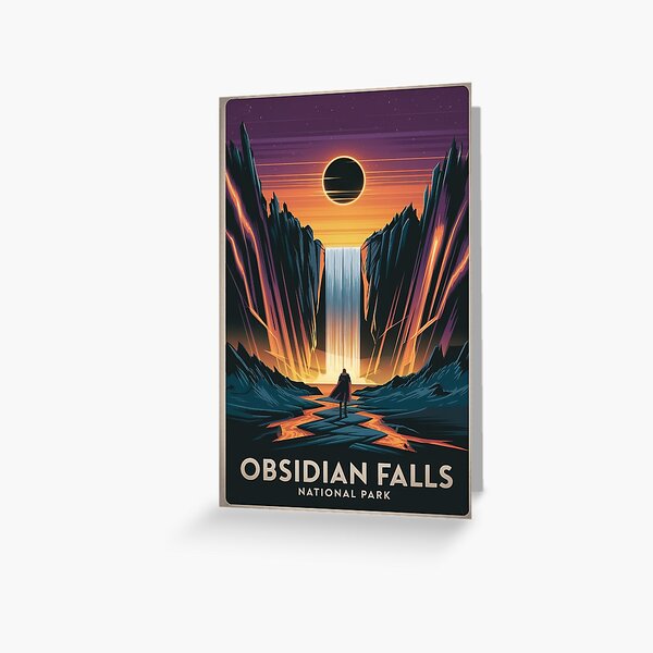 Item preview, Obsidian Falls – Eclipse Waterfall Fantasy Poster designed and sold by ChaoticInkwell.