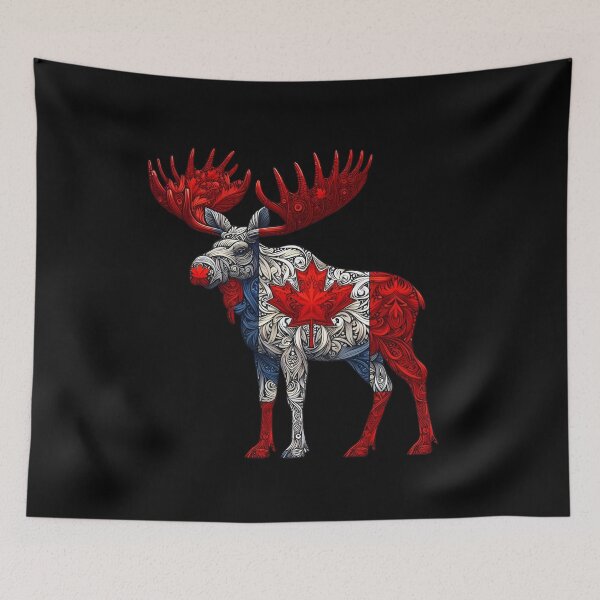Item preview, Maple Leaf Patriotic Moose  Canada Flag - Elbows up  designed and sold by Smix Pixels.