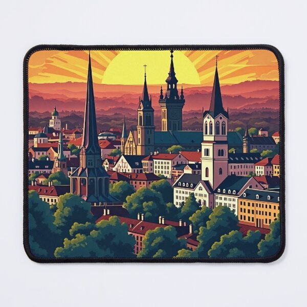 Item preview, Digital Retro Pop Art Poster of Vilnius | Vibrant Lithuanian Cityscape | Artistic Vilnius Art designed and sold by PaintedPixels01.