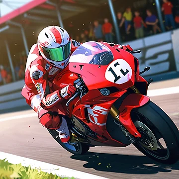 Artwork thumbnail, Red Fairing Superbike Racetrack Grid Racing Graphic Rider by Moto Graphix