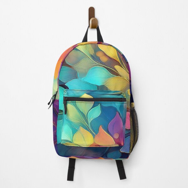 Item preview, Abstract leafy pattern pastel oil painting 2, botanicals, nature design in vibrant rainbow colors, oil paint daubs and brushstrokes designed and sold by navitalidesign.