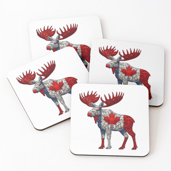 Item preview, Maple Leaf Patriotic Moose  Canada Flag - Elbows up  designed and sold by Smix Pixels.