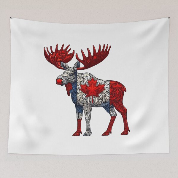Item preview, Maple Leaf Patriotic Moose  Canada Flag - Elbows up  designed and sold by Smix Pixels.