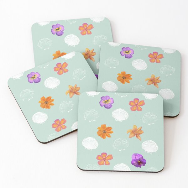 Item preview, Seashell & Floral Aesthetic | Coastal Cottagecore Beach Print designed and sold by Stickers by @molllyclare.