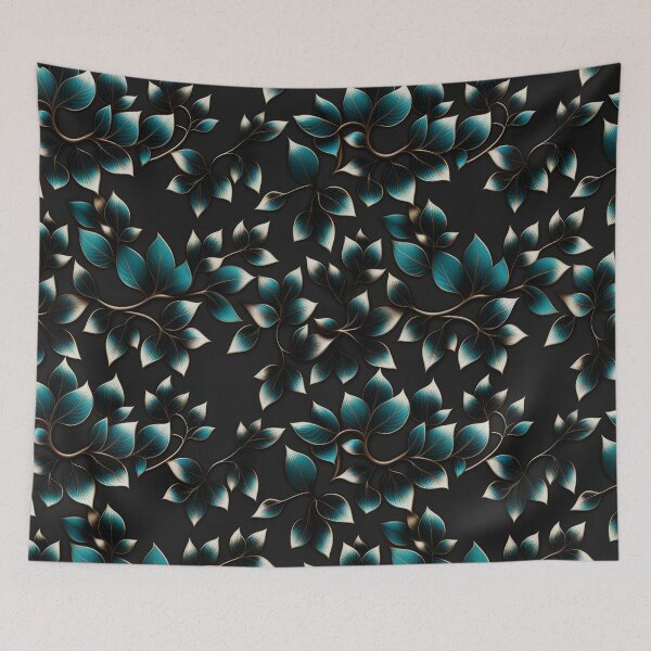 Item preview, Abiding in the Vine – Teal & Gold Foliage Design designed and sold by Juliette Ozkalfayan.